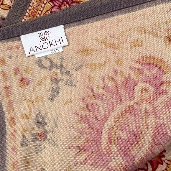 Anokhi Placemats Set 6 Block Print 14"× 18" Jaipur India Cotton table linen - Picture 3 of 5